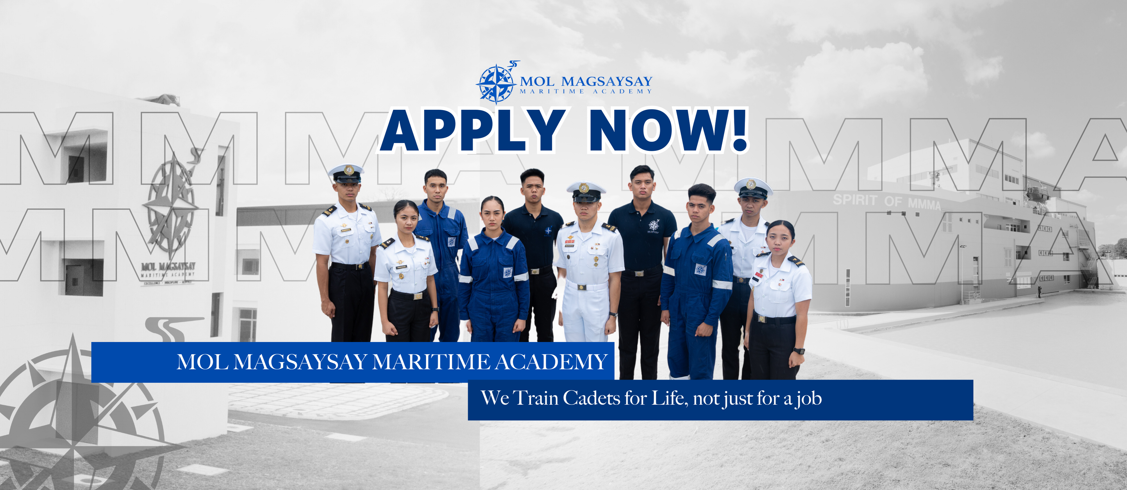 Website Banner with Tag Line - We Train Cadets for Life, not just a job.